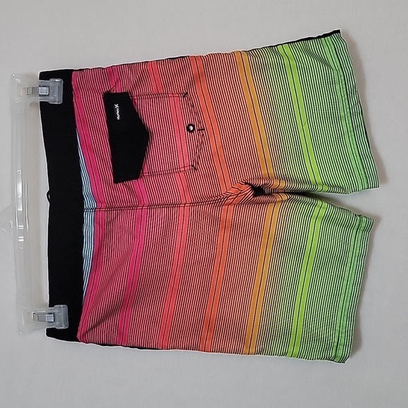 Boys Hurley Striped Board Shorts, Pink and Black, Size 7, EUC - Picture 2 of 7